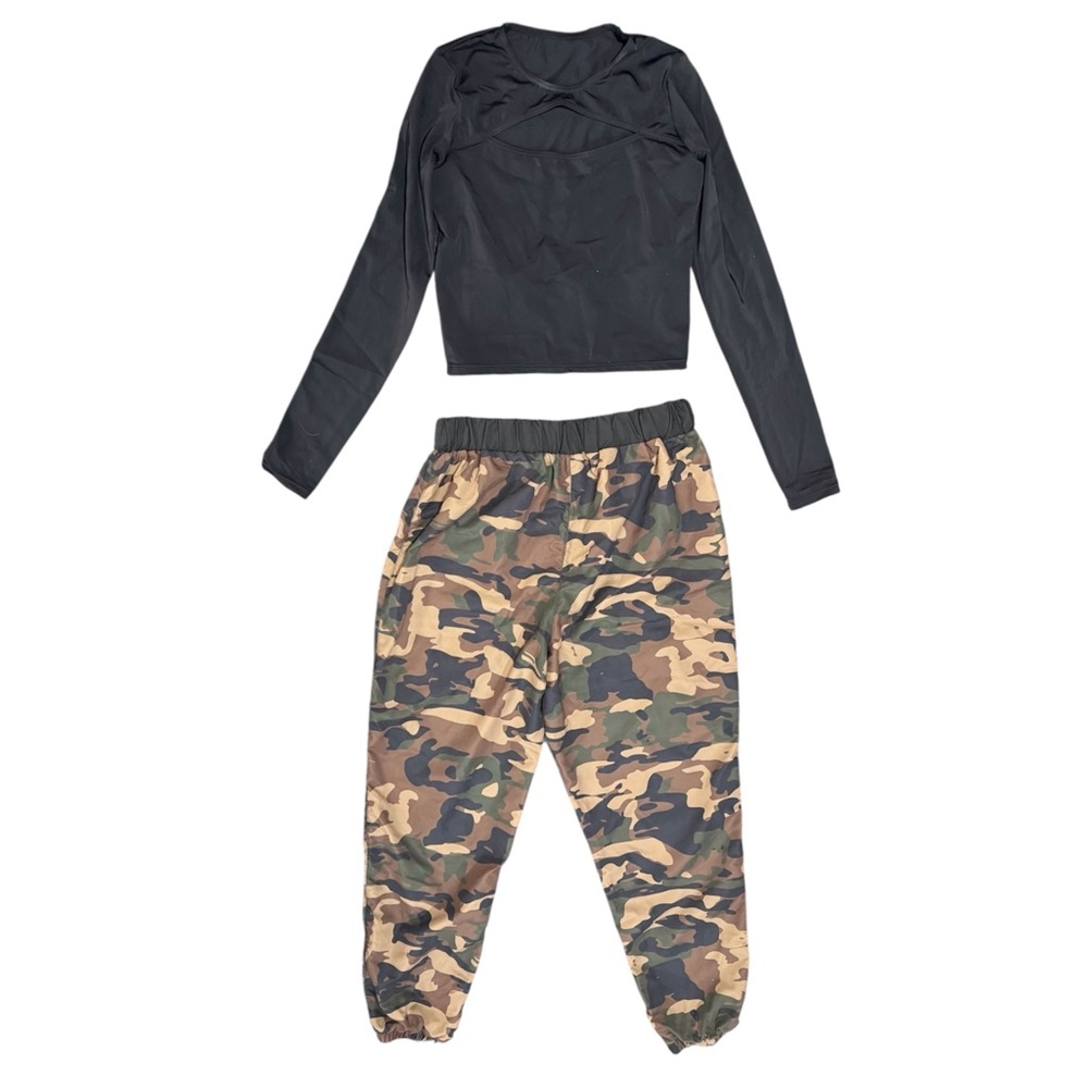Weissman Balera Hip Hop Costume Set Black Crop Top + Camo Jogger Pants LA - Picture 12 of 14